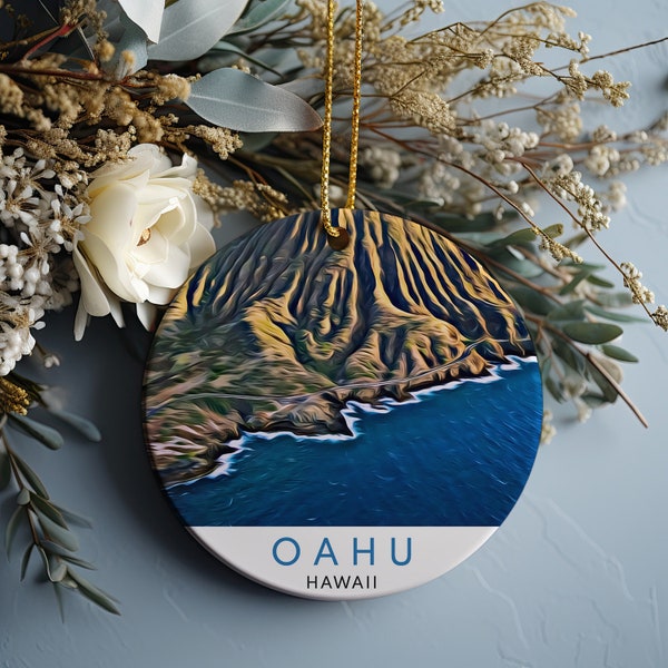 Oahu Ornament, Christmas Ornament, Oahu Gift, Christmas Gift, Oahu Christmas, Oahu, Oahu Travel, Oahu Souvenir, Christmas Decor, Christmas