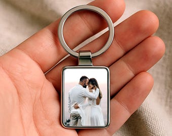 Personalized Photo Keychain, Wedding Gift for Couple, Custom Picture Keyring