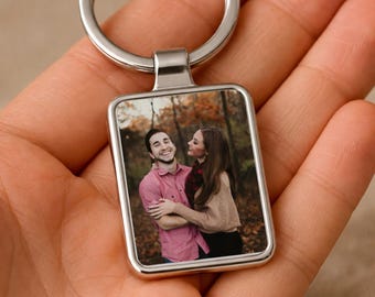 Personalized Photo Keychain, Custom Picture Keychain, Anniversary Gift for Boyfriend