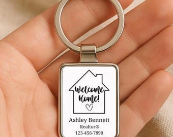 BULK Welcome Home METAL Keychain Realtor Closing Gift