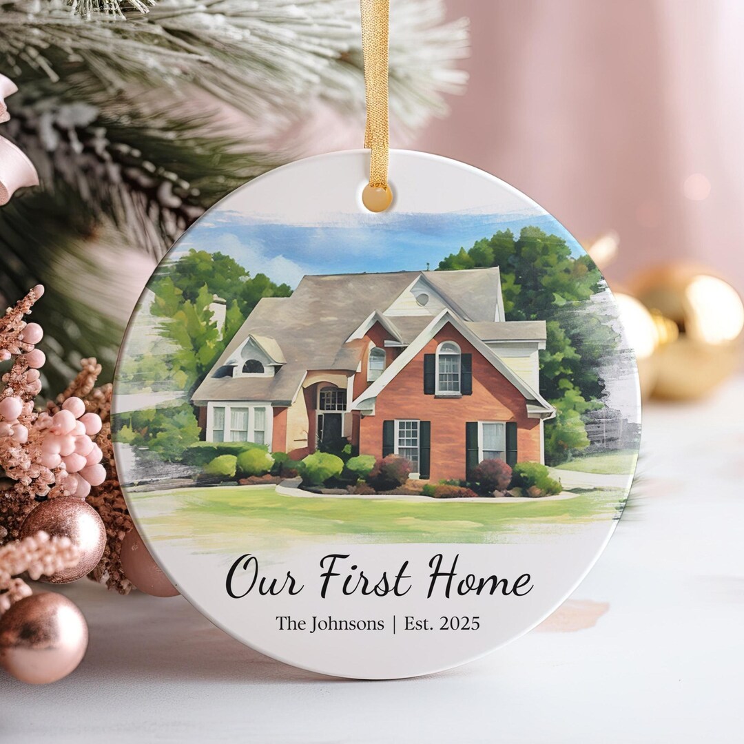 Custom House Portrait Ornament From Photo, First Home Keepsake, New ...