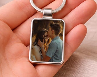 Couples Photo Keychain, Custom Picture Gift, Personalized Romantic Gift