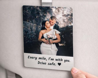 Custom Photo Car Visor Clip, New Driver Gift, Metal Picture Frame, Anniversary Gift for Him, First Car Keepsake, Unique Gift for Him/Her