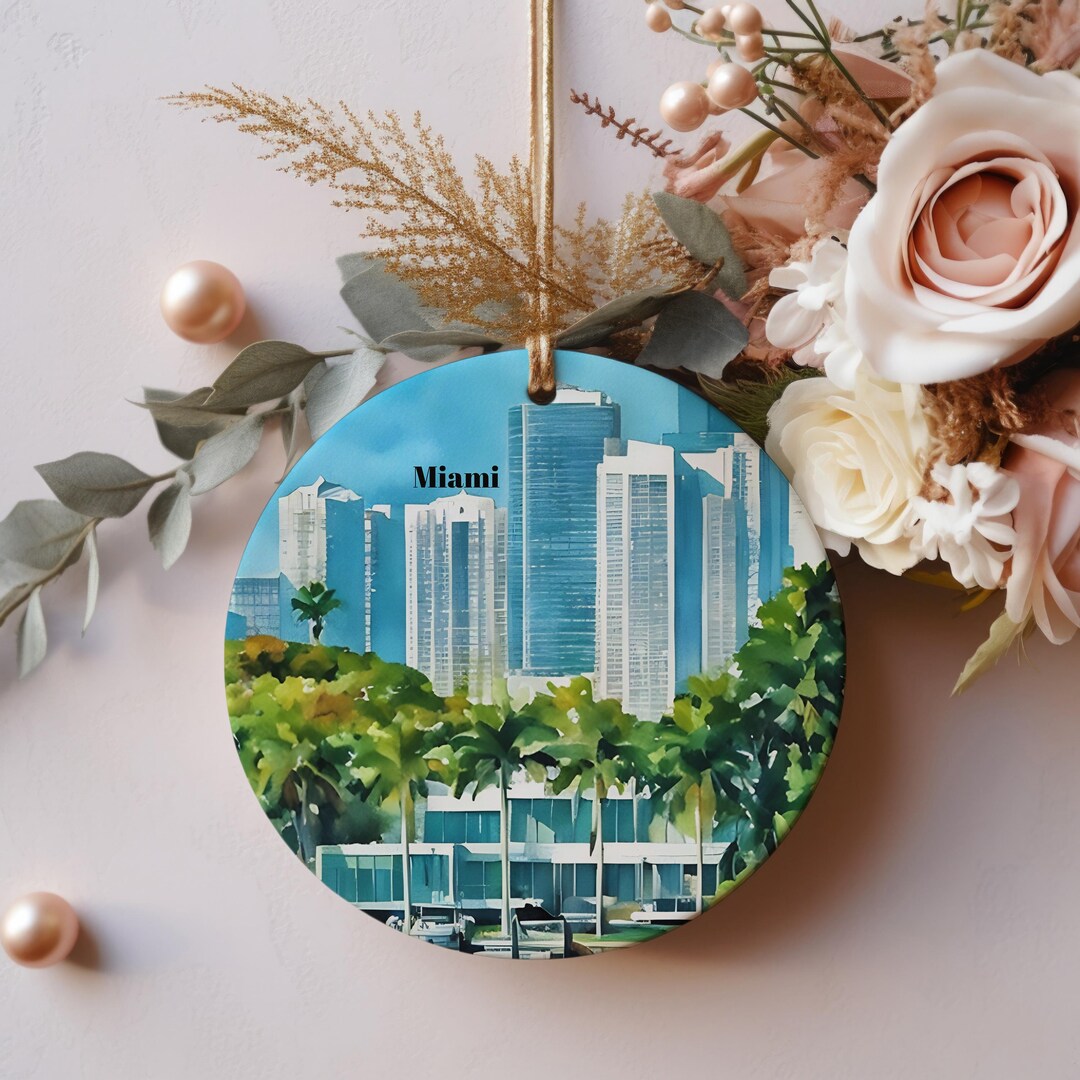 Miami Christmas Ornament, Unique Miami Christmas Gift, Miami Florida