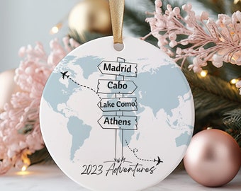 Personalized Travel Adventure Ornament, Traveling Christmas Ornament, Ornament Gift, Travel Gift, Christmas Gift, Travel Ornament, Travel