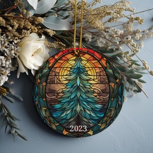 Christmas 2023 Ornament, Christmas Decoration, Holiday Gift Idea, Heirloom Keepsake, Round Ceramic, Gift Exchange, Gift Idea, Xmas Tree