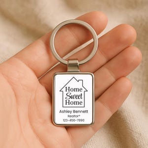 Bulk Custom Metal Keychains, Realtor Closing Gifts, Personalized House Keyring, Real Estate Client Gift, Custom Logo Keychain for Home