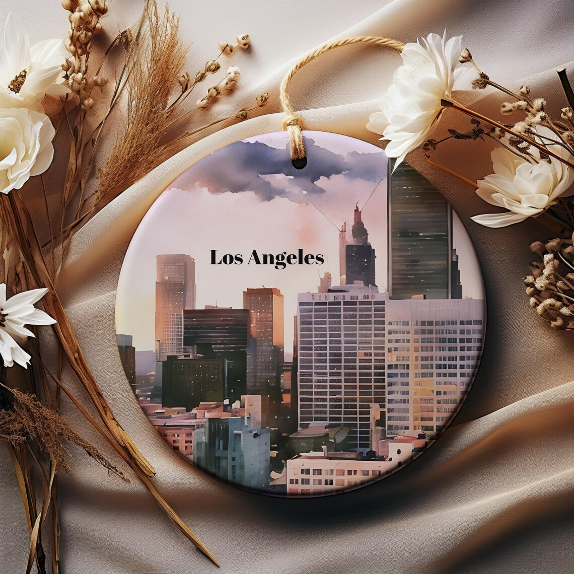Los Angeles Travel Christmas Ornament, Christmas Gift for Travelers
