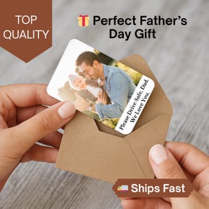 Regalo para el Día del Padre, Regalo con Foto para Papá que Conduce Seguro, Regalo con Foto Personalizado de Niños, Regalos con Foto Personalizados, Tarjeta de Billetera Metálica