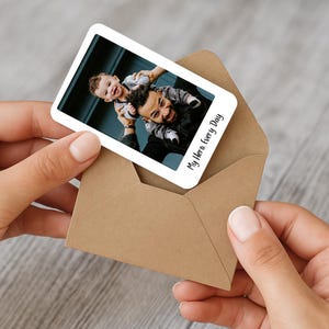 Biglietto d'auguri per papà, regalo per la festa del papà da parte di un figlio o di una figlia, inserto fotografico in metallo personalizzato per il suo portafoglio, regalo da parte di moglie o madre