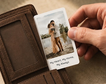 Regalo fotografico personalizzato, carta portafoglio in metallo personalizzata, regalo romantico personalizzato per marito, moglie, regali per lui, fidanzato, fidanzata