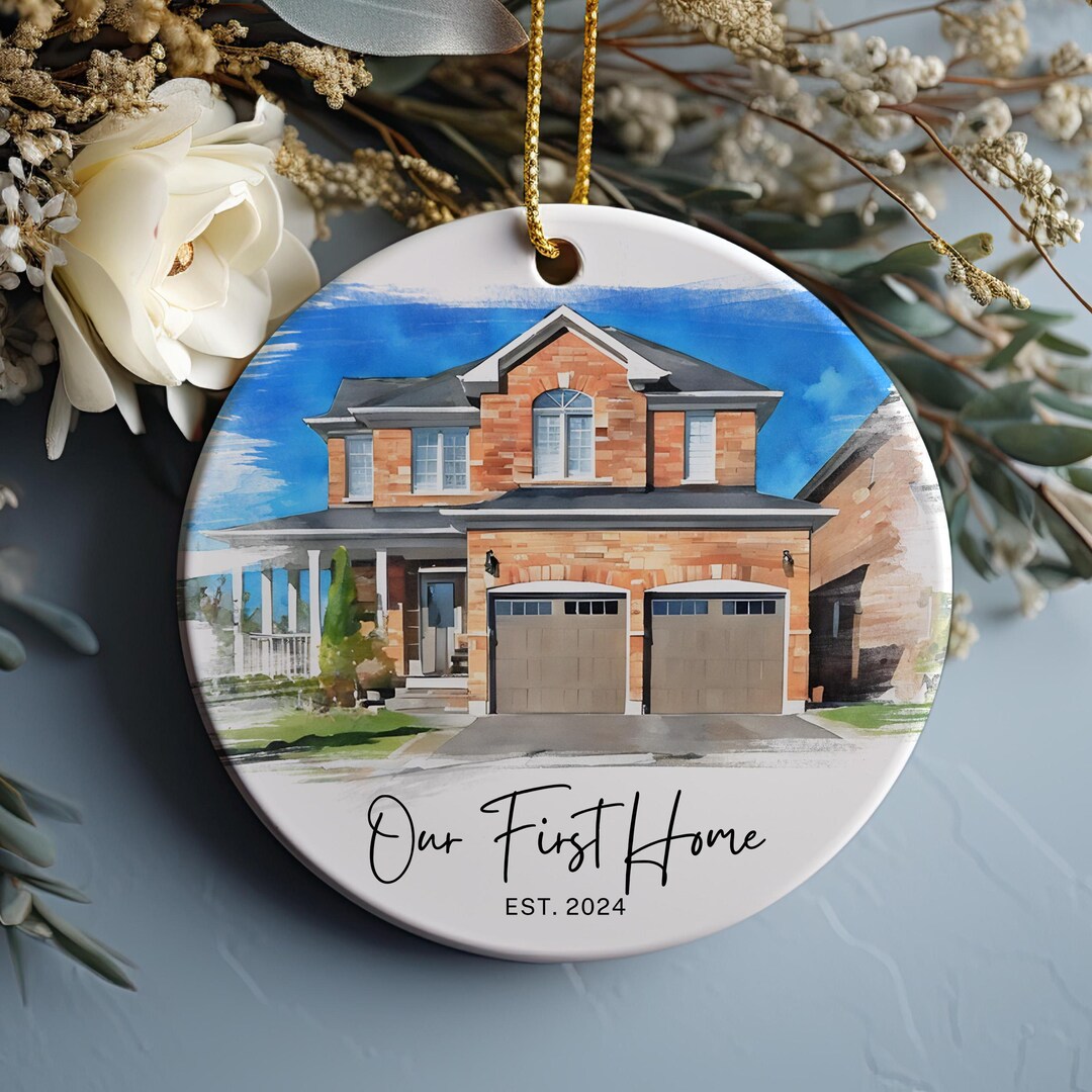 New Home Ornament, Watercolor House Christmas Ornament, Personalized ...