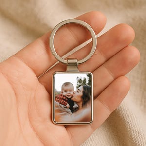 First Mother&#39;s Day Gift, Personalized Keychain with Photo, Custom Gift for New Mom, Nanny Gift, 1st Mothers Day, Gift from Daughter