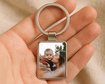 Första mors dag-present, personlig fotonyckelring för nybliven mamma, första mors dag-present från bebis, personlig mammanyckelring