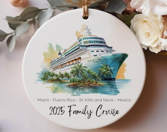 Cruise Vacation Ornament, Christmas Ornament, Travel Souvenir, Personalized Cruise Gift, Cruise Keepsake, Gift Exchange, Traveler's Gift