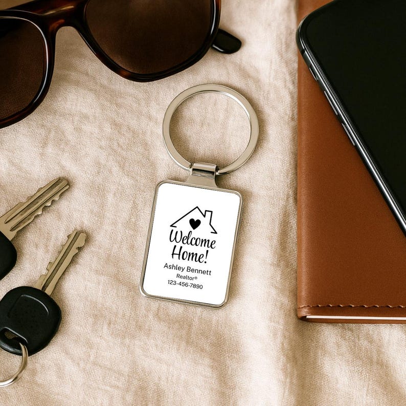Welcome Home Metal Keychains, Realtor Client Gift Bulk, Personalized ...