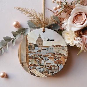 Lisbon Travel Christmas Ornament, Christmas Gift for Travelers, Unique Lisbon Portugal Souvenir Gift, Holiday Gift Exchange, Gift Idea