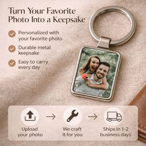 Personalized Photo Keychain, Custom Picture Keychain, Photo Gifts, Personalized Keychain Gift, Anniversary Gift, Unique Couples Gift image 2