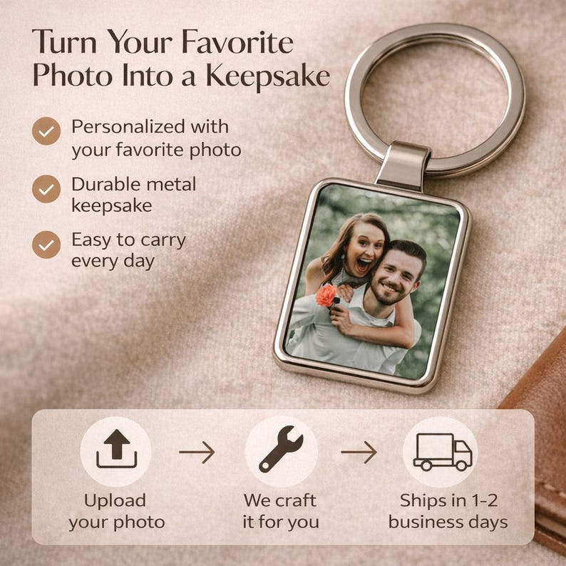 Personalized Photo Keychain, Custom Picture Keychain, Photo Gifts, Personalized Keychain Gift, Anniversary Gift, Unique Couples Gift image 2