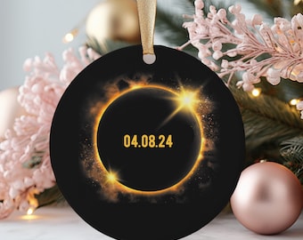 Solar Eclipse 2024 Ornament, 2024 Total Eclipse Ornament, Eclipse Keepsake, Solar Eclipse Christmas, Holiday Gift, Solar Eclipse Souvenir