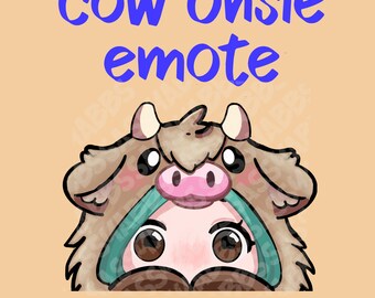 Highland cow onsie emote (teal)
