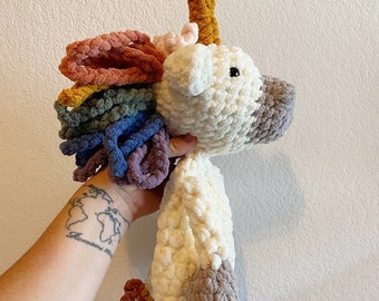 Made-to-Order Handmade Crochet Snuggle Rainbow Unicorn Lovey