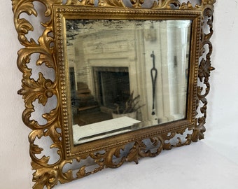 Antique Metal Gold Ornate Mirror