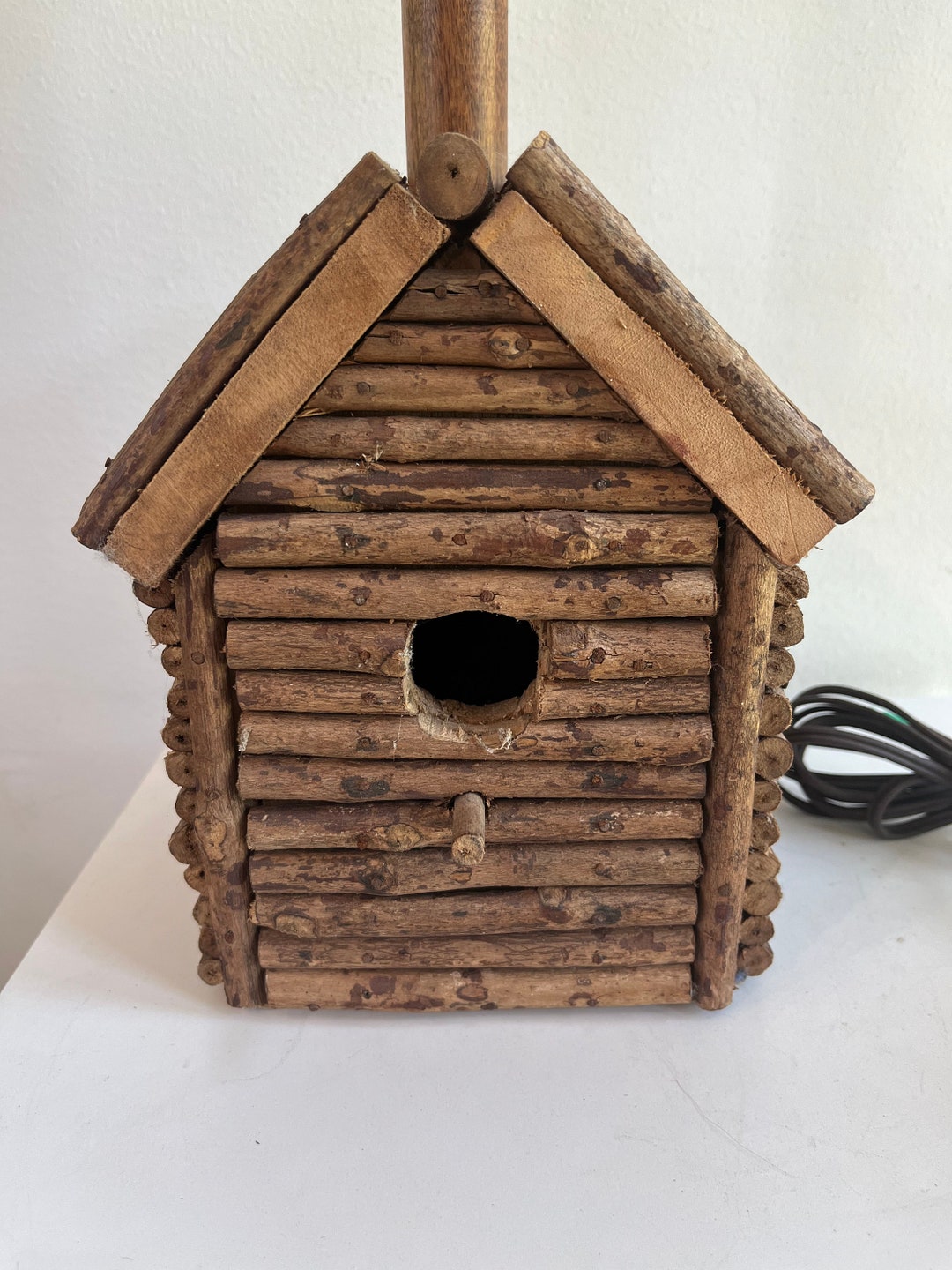 Log Cabin Bird House Lamp Etsy