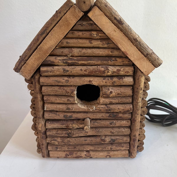 Log Cabin Bird House Lamp