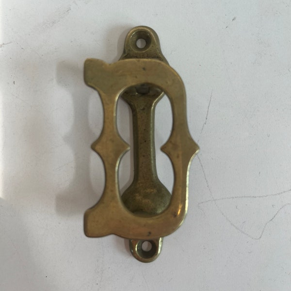 Small Vintage Brass Door Knocker or Drawer Pull of the letter D