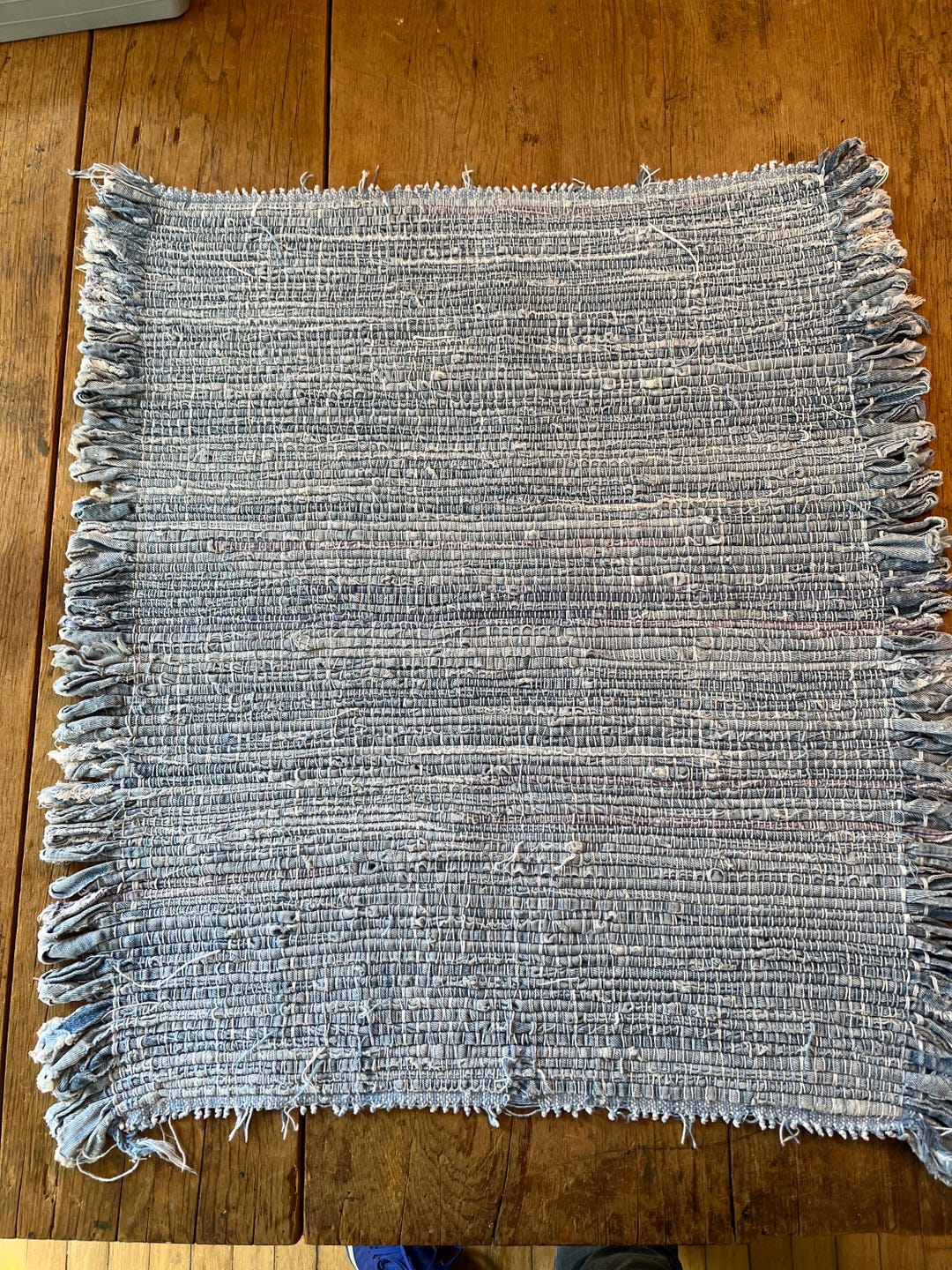 Kitchen Rag Rug Blue Vintage Hand Made Blue and White Rag Rug - Etsy