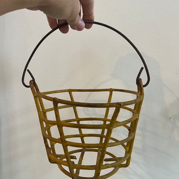 Vintage Yellow Wire Egg Basket