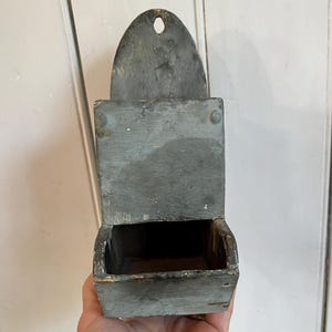 Antique Gray Painted Wood Wall Match Box - Etsy