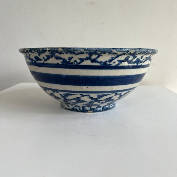 Small Antique Blue and White Sponge Ware Bowl