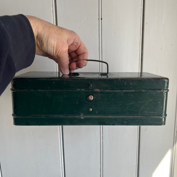 Small Vintage Green Painted Metal Box