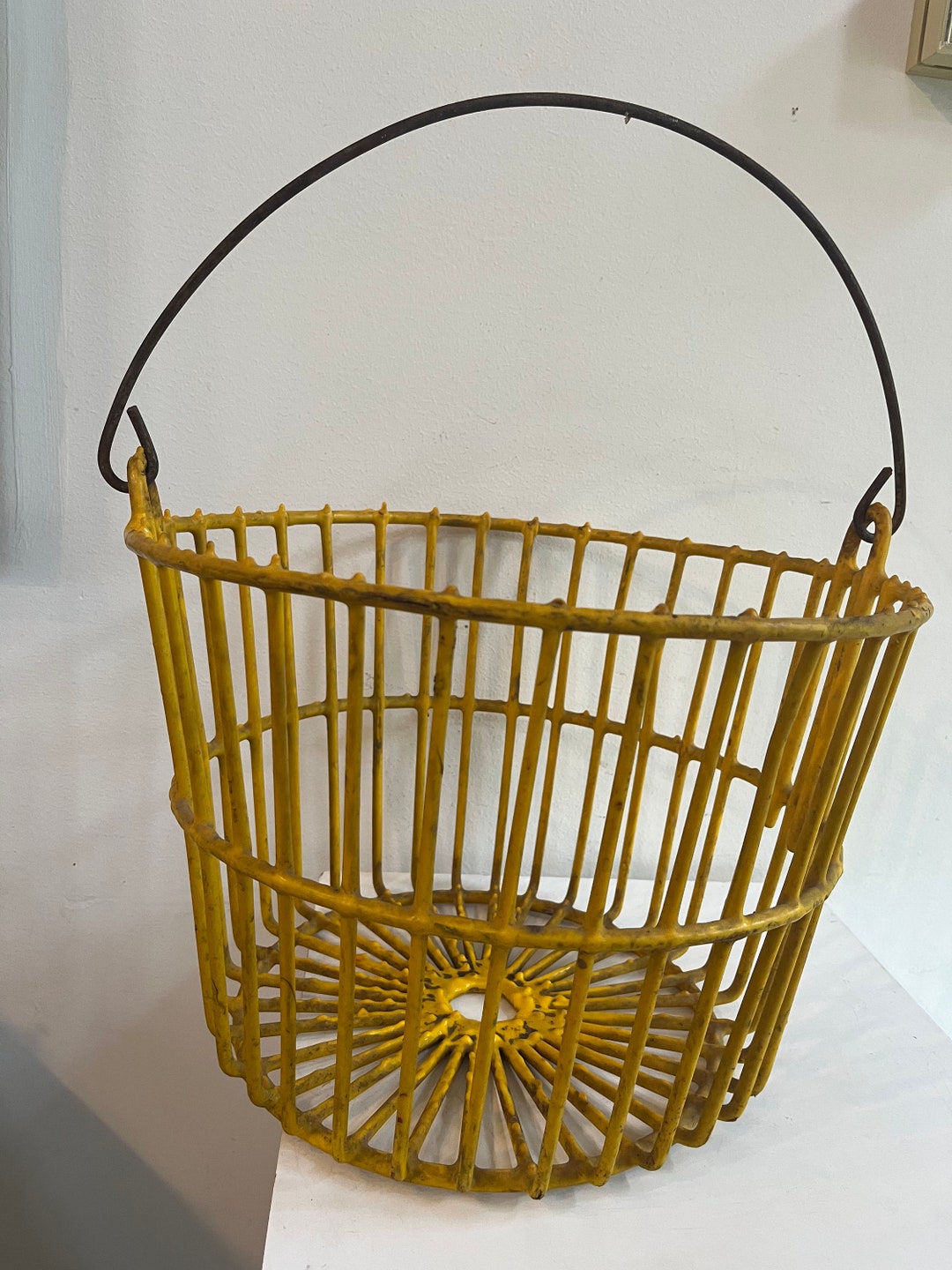 Large Vintage Wire Basket Etsy