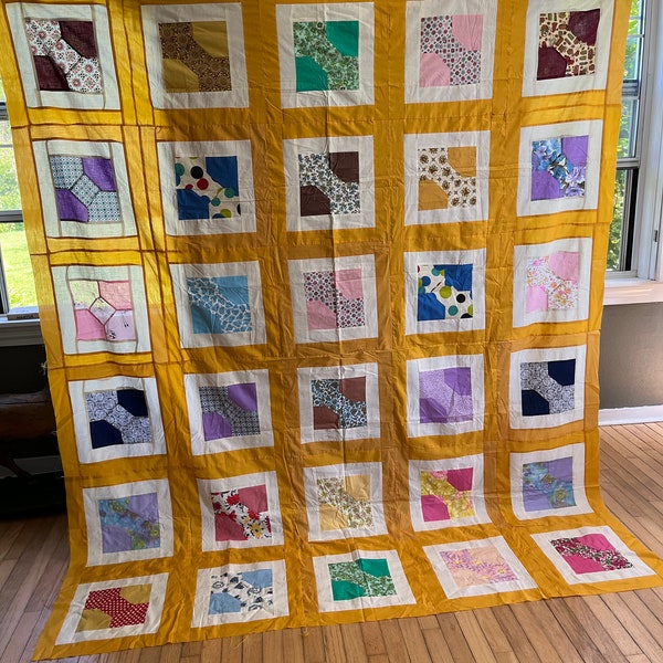 Bright Vintage Bow Tie Quilt Top