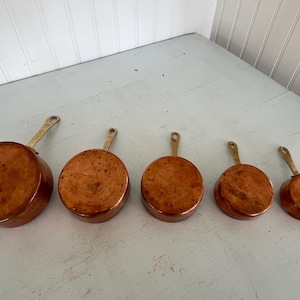 Five Small Vintage Copper Pans