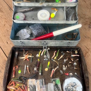 Old Metal Tackle Box - Etsy Old Metal Tackle Box - Etsy