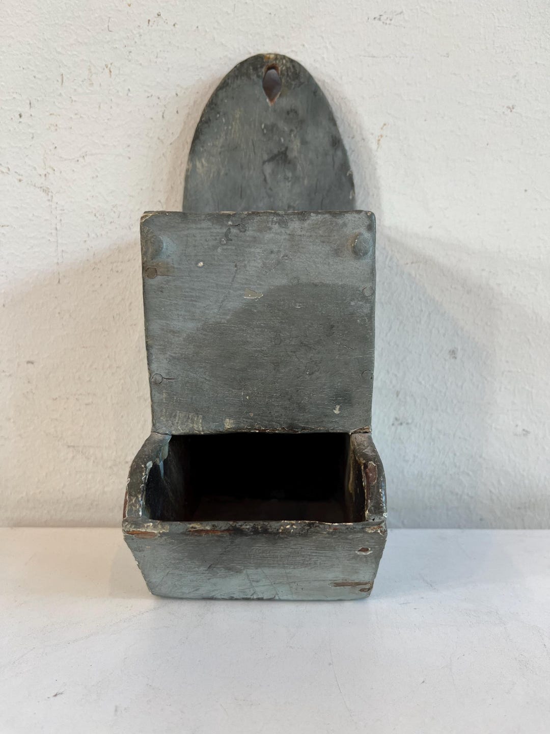 Antique Gray Painted Wood Wall Match Box - Etsy