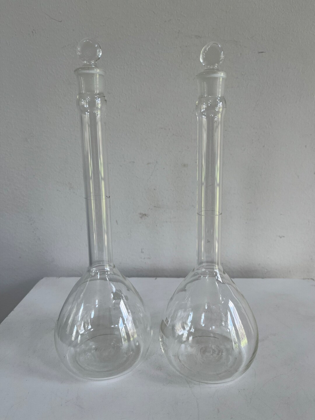 Two Lab Glass Beakers With Stoppers Etsy
