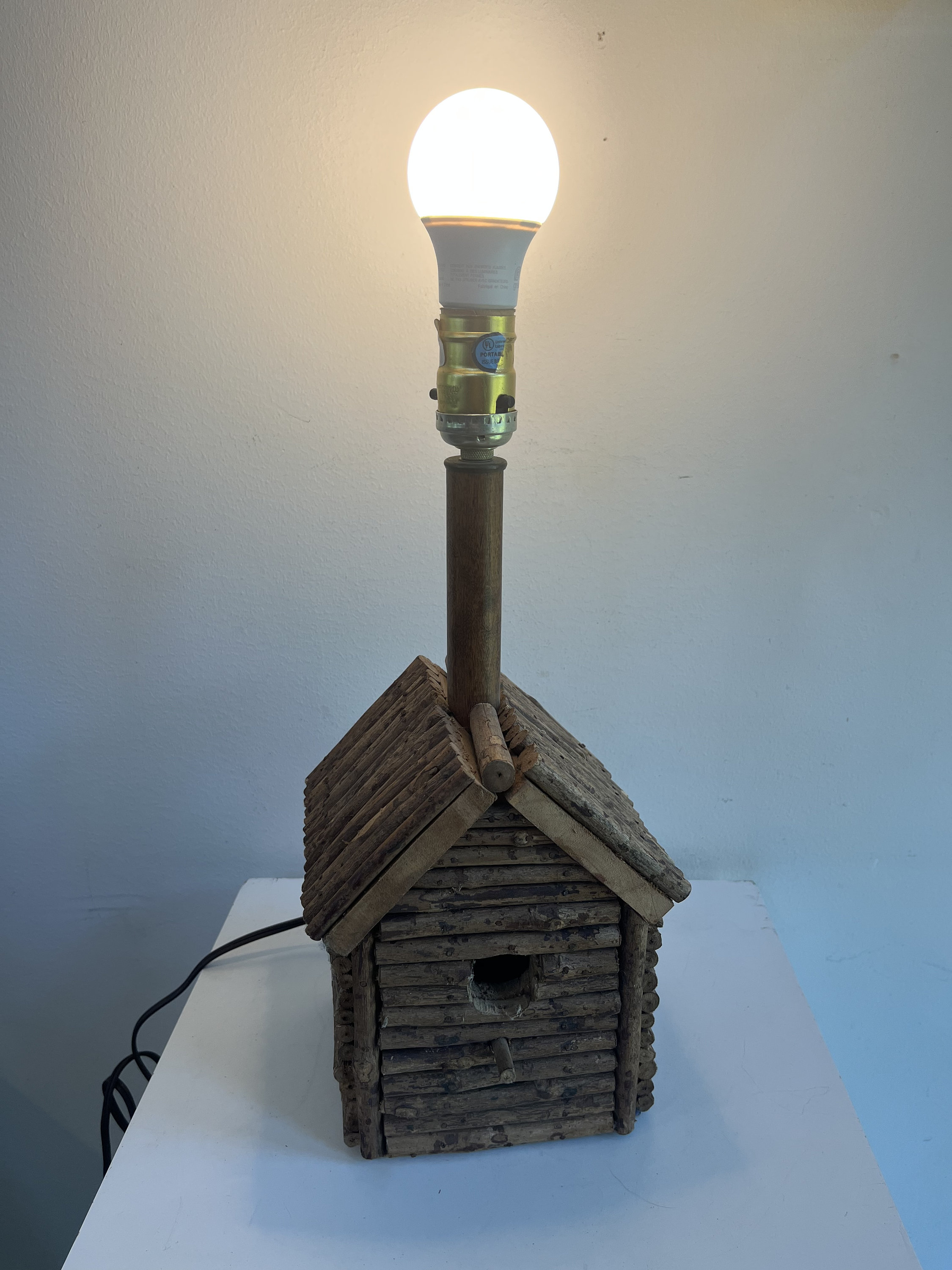 Log Cabin Bird House Lamp Etsy