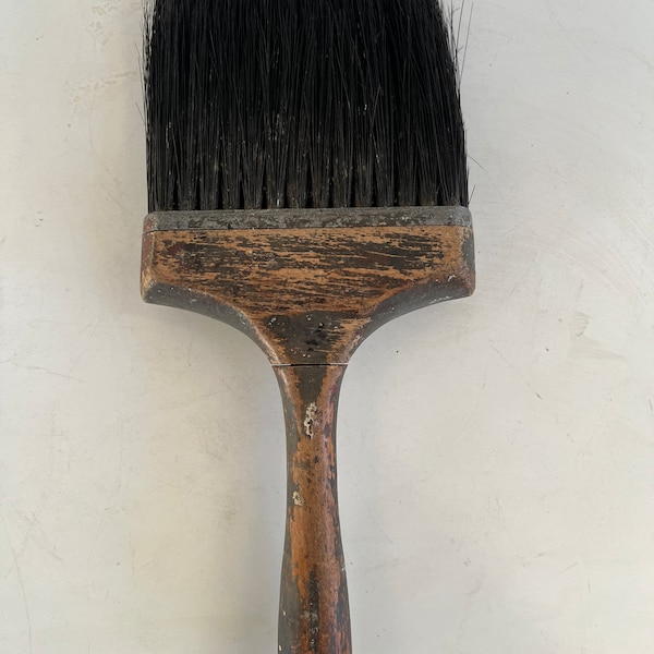 Old Large Paint Brush with Gray Paint