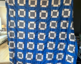 Vintage Blue and White 9 Square Quilt Top