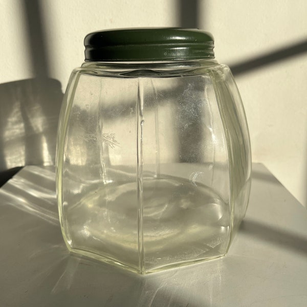 Vintage Octagonal Glass Jar and Lid