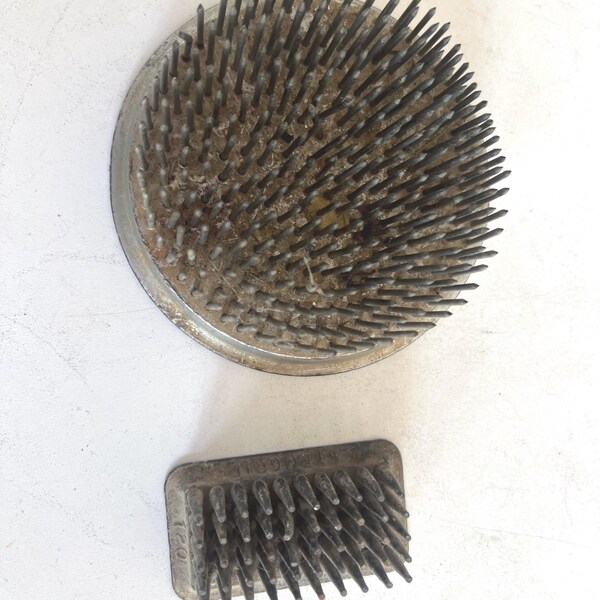 Two Vintage Spike Flower Frogs