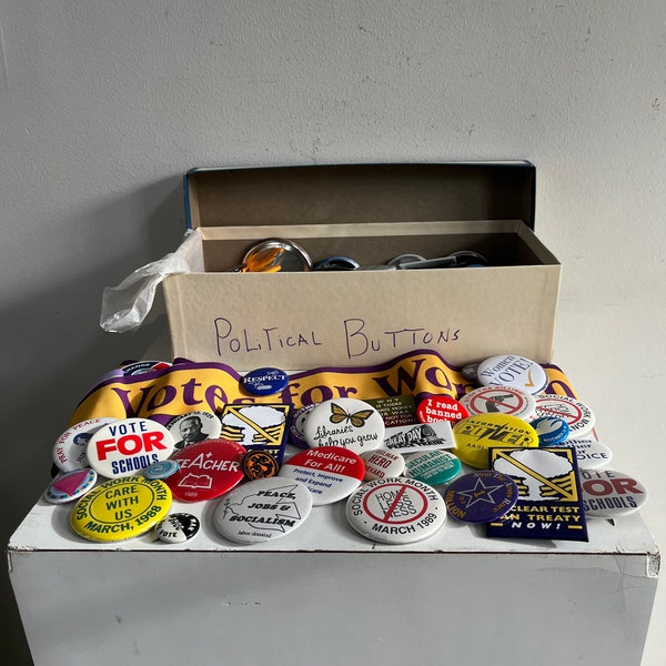 Box of Political Buttons