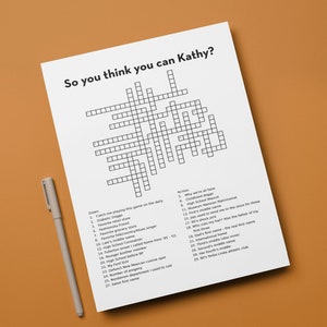 Custom Large Format Crossword Puzzle for Wedding Birthday Party Idea