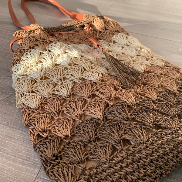 Boho Chic Floral Granny Square Handmade Crochet Knit Tote Bag