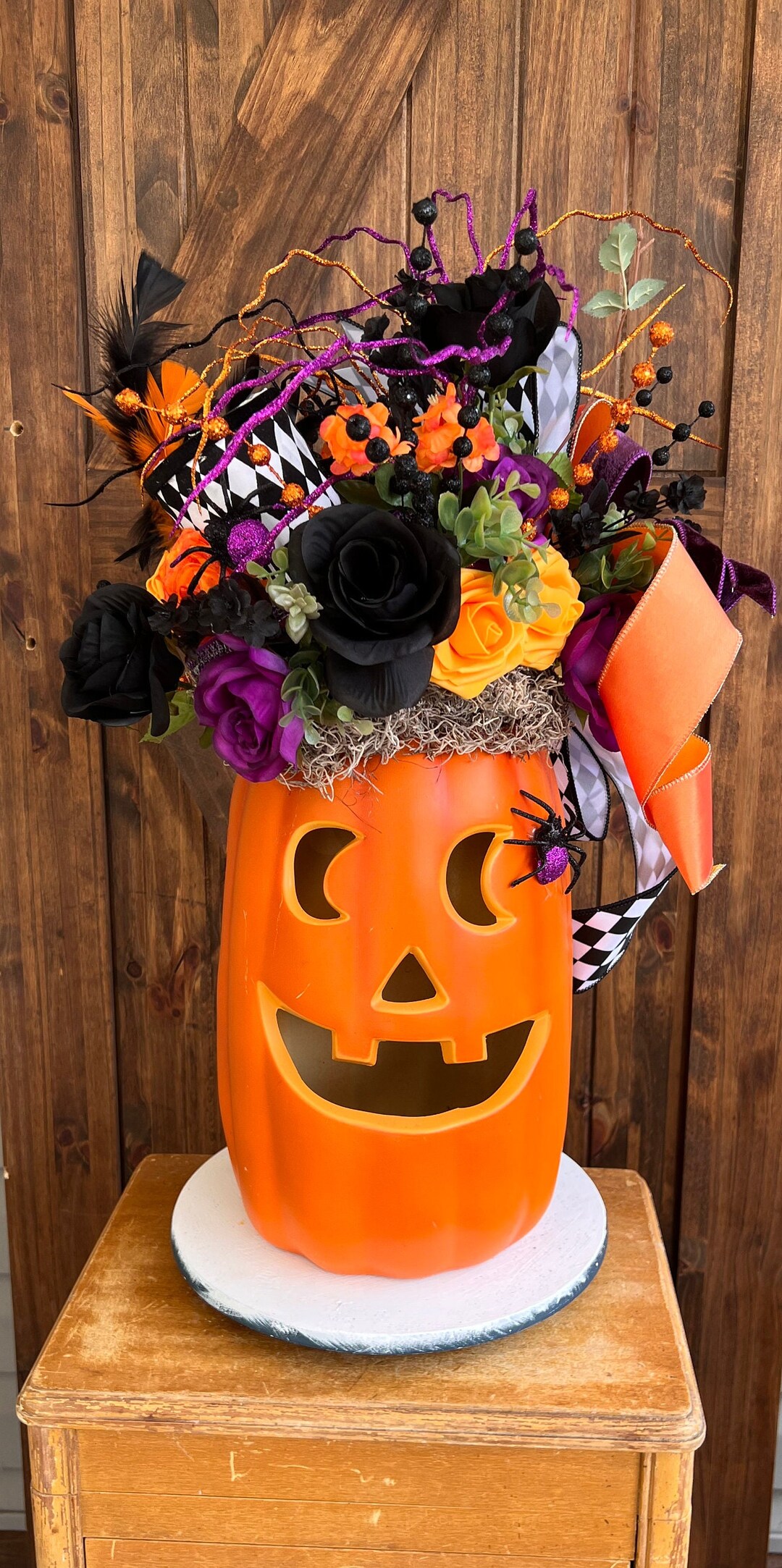 Halloween Lighted Jack O Lantern Pumpkin, Fall Lighted Porch Decor